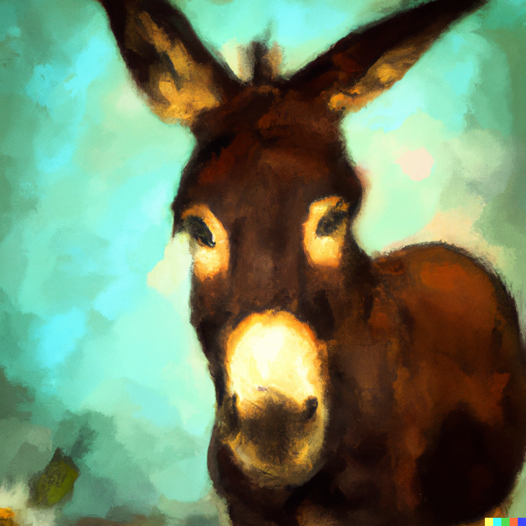 A portrait of a donkey in the style of the Mona Lisa painting